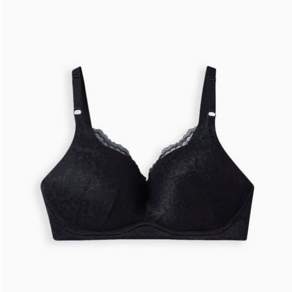 Torrid Curve Dream Wire Free Push Up Plunge Lace Bra Plus Size 44DD Black NEW - Picture 3 of 11